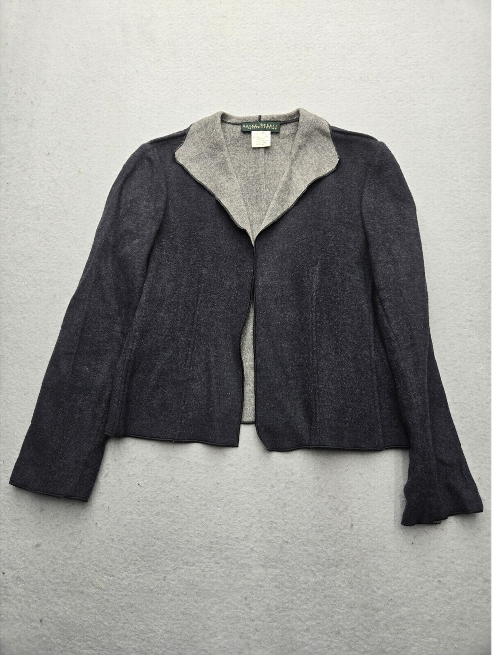 Harve Benard Women's Jacket Size 10 Black/Grey Open Front Lapel NA Casual